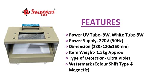 Image of swaggers Super Mini Jumbo Fake Note Detector /Duplicate Note Checking Detector with UV Blue and White Light- Metal Body