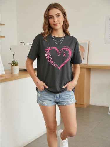Breast Cancer Shirts for Women Cancer Awareness Shirt Pink Ribbons Tee Tops - image 3