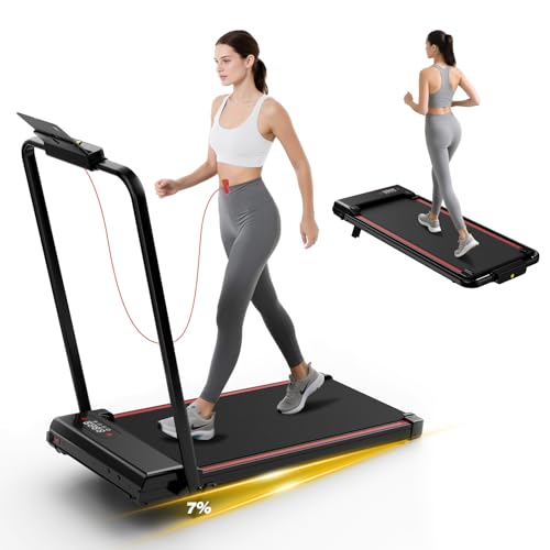 Tapis de Course 4 en 1 Pliable avec Pente 7% – Tapis de Marche Électrique 8 km/h, Moteur...