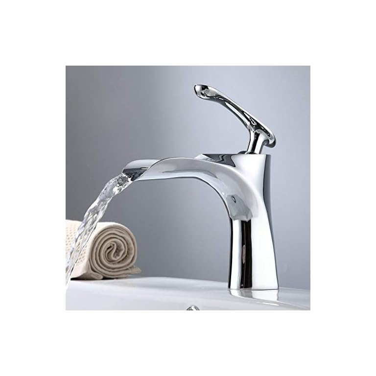NEWRAIN Cascada Grifos de lavabo,Cromado Grifo de Lavavo Grifo de Baño