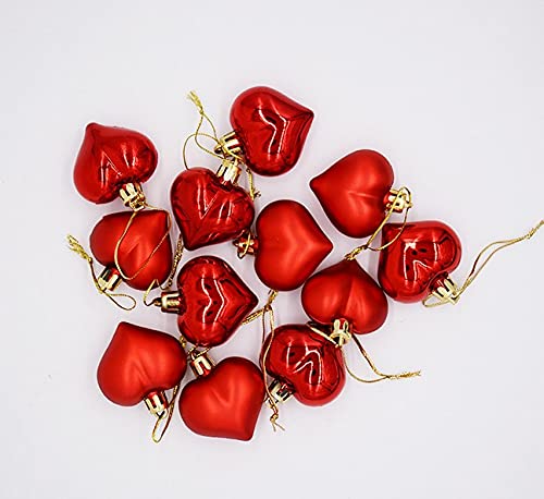 Parthan 12Pcs Christmas Tree Love Pendant Balls - 4.5Cm Heart Shape Hanging Valentine's Day Ornaments For Wedding Halloween Party Decoration (12Pcs Red Color Balls) #TOP4
