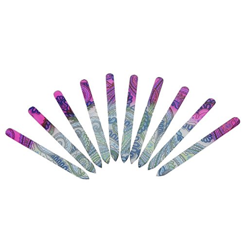 10 pack Professional Nail Art Durable Multicolor Manicure Crystal Printed Flower Pattern Glass Nail File Nail Art DIY Decoration