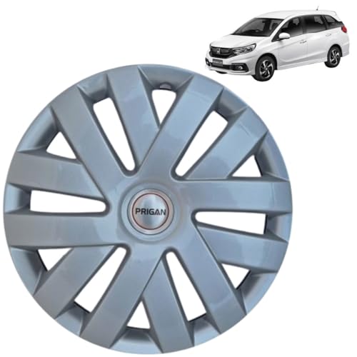 Image of PRIGAN Wheel Cover for MOBILIO 15 Inch Silver Wheel Cap (Available in 15 Inch) (Set of 4 Pcs) (Press Fitting) Model- Polo Silver-15
