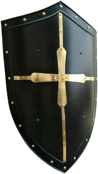 Spartan Armor Systems Medieval Knight Black Heater Templer Crusader Shield 18G Steel LARP