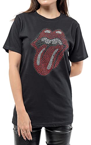 T-shirt Rolling Stones avec logo tongue en strass rock pour adulte