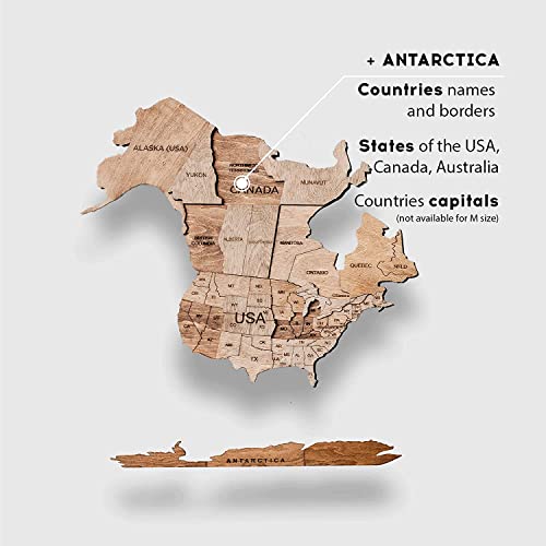 Enjoy The Wood 3D Wood World Map Wall Art Large Wood Wall Décor Housewarming Gift Idea Wood Wall Art World Travel Map For Home & Kitchen Or Office (Medium, Terra) #TOP4