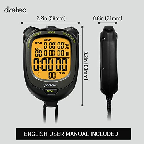 Dretec - Digital Waterproof Stopwatch/Countdown Timer Lap Split With Clock Calendar Alarm, Ipx7 Waterproof, Extra Large Lcd Display For Running Swimming Referee Coaches Training #TOP5