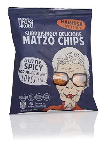 The Matzo Project - Harissa Matzo Chips Snack Bags, Kosher, Dairy-Free, Vegan, Nut-Free, No Added Sugar, No Trans Fats, No Artificial Flavors or Colors, 1oz, Pack of 6