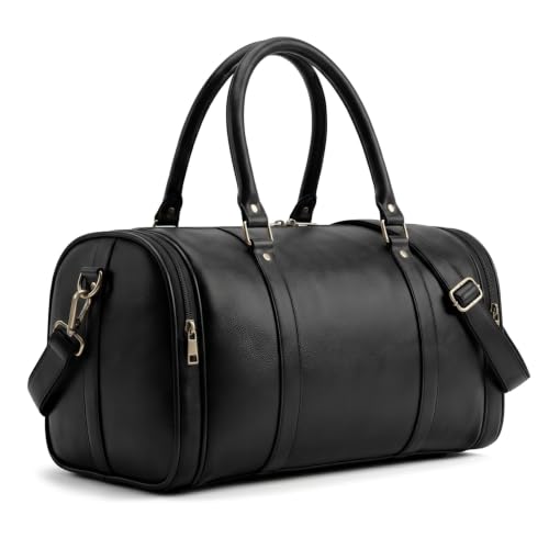 Image of FATMUG Travel Duffle - Carry-on Cabin Luggage Bag for Men and Women - Vegan Leather (26L,Black)