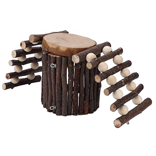 SAXOJONON Casa de hámster, para animales pequeños, escalera de escalada, juguete de escalera de valla, duradero, multinivel, parque de ejercicio, madera, masticable seguro, diversión interactiva