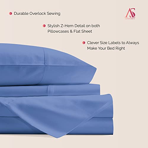 Ashton Sheets AS-SS-1000TC-QUEEN-DEEPBLUE 100% Egyptian Cotton Sheets Queen Size - 1000 Thread Count 4 Pc Queen Sheet Set Egyptian Cotton, Sateen Luxury Sheets Queen Size, High Thread Count Sheets thumb #5