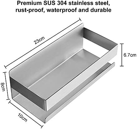 ZITFRI Stick on Shelf Self Adhesive Bathroom Shelf Stick on Shower Caddy No Drilling in SUS304 Stainless Steel, Self Adhesive Shelf on Bathroom Wall Shower Shelves, 23*10*8cm