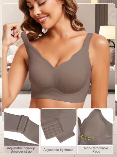 Image of Anti Sagging Full Coverage Bras for Women,No Underwire Bras for Women Wireless Push-Up