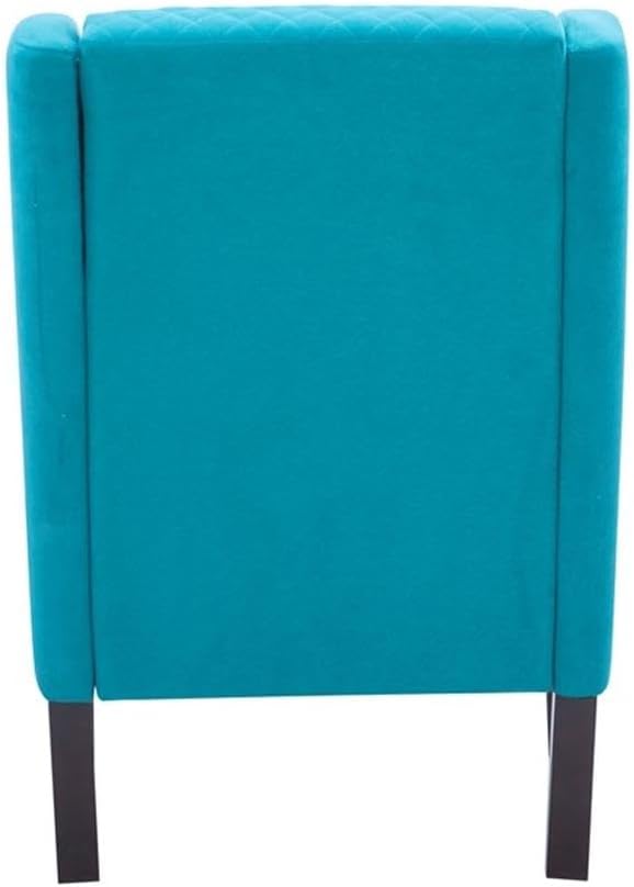 Pemberly Row Upholstered Wingback Accent Chair, Quilted Back & Seat, Teal Polyester & Nylon Fabric, Solid Wood Espresso Legs, High Back Support, 28.5" L x 32.5" D x 40.75" H, Timeless Design for