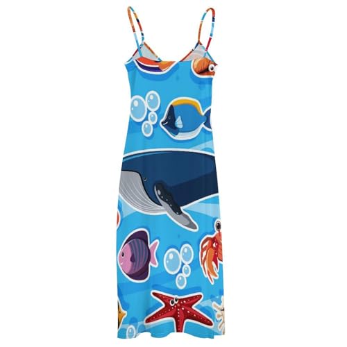 Robe Longue d'Été Créatures de la Mer Robe Maxi Décontractée Légère