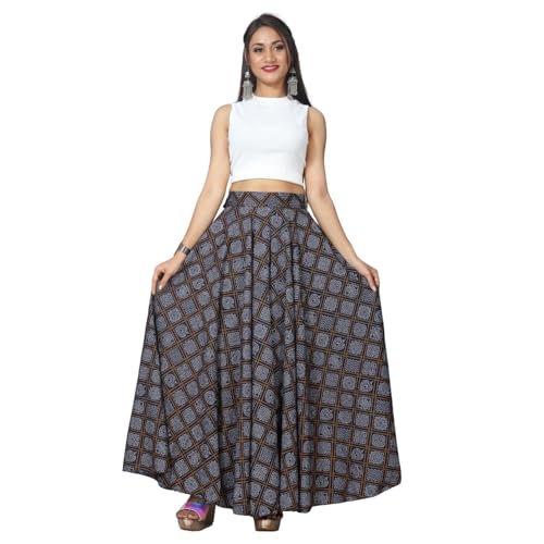 Image of JYESHTA Women's American Crepe Flared A Line Stitched Long Skirt with 12 Mtr Flare 40 in Height | Skirts for Women Long Length | Long Skirts for Girls