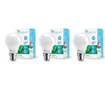 SYSKA 9W B22 LED Cool Day Light Bulb, Pack of 3 (Cool White)