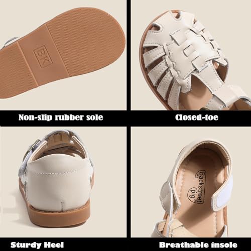 Image of WUIWUIYU Toddlers Little Girls T-Strap Hook&Loop Dress Strawberry Summer Shoes Closed Toe Carrot Sandals