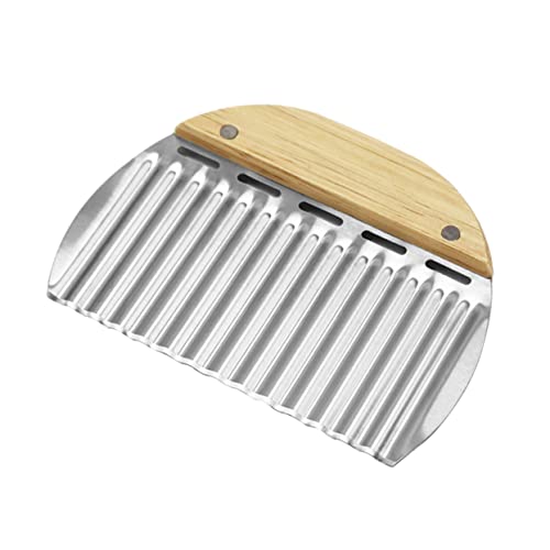 Cortador de papas de acero inoxidable con mango de madera miniatura 1