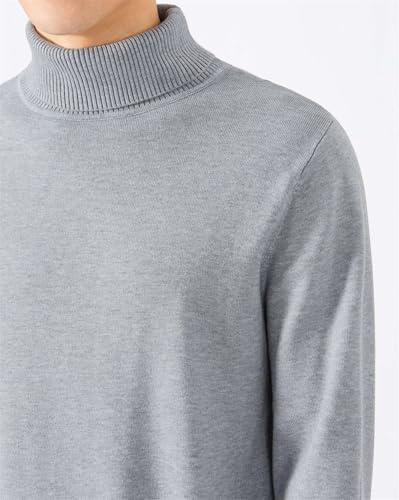 Men's Loose Solid Color Turtleneck Sweater, Men's Slim Turtleneck Sweater, Casual Knitted Long-Sleeved Pullover Sweater3