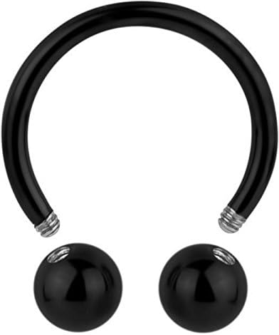 Forbidden Body Jewelry 16g 10mm Horseshoe Piercing Ring, IP Plated Over Surgical Steel, 4mm Balls - Image 2