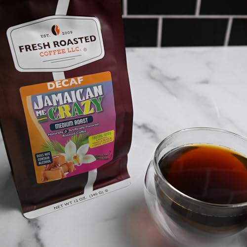 Image of Fresh Roasted Coffee, Decaf Jamaican Me Crazy Flavored Drip Ground Coffee, Medium Roast, Kosher, 12 oz