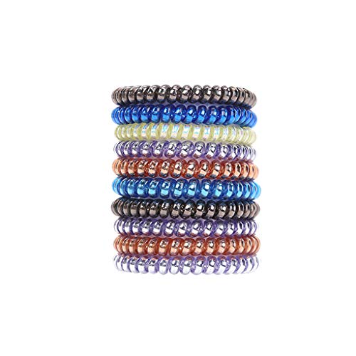 Haargummi Spirale, Original Haargummis, Telefonkabel haargummi elastisch Haarband, Spirale Telefonkabel Anti Spliss Zopfgummi Fitness Haarband Spiral Haargummi (10 Stück, A) Cover
