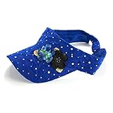 Glitter Sequin Visor with Flowers for Ladies, Royal Blue with Flowers