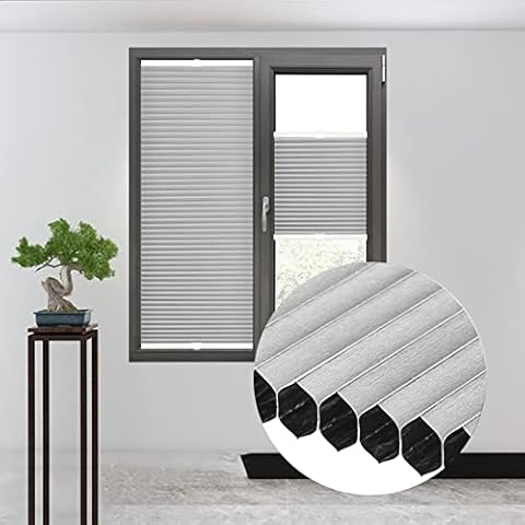 Filit Cellular Shades-waterproof Blackout Blinds-pleated Blinds for Windows,privacy Screens,anti-uv,retractable Honeycomb Shade,adjustable,30x100cm/11.8x39.4in-Grey Cover