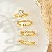 Fashion Gold Rings That Don't Tarnish Size 7 8 9 10 Dainty Gold Plated Ring Set Non Tarnish for Women Stackable Cubic Zirconia Rings Wedding (Gold3-Big Crystal, 9)