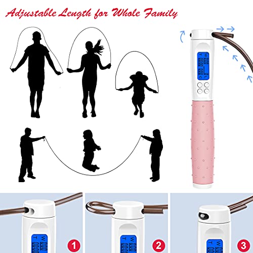 Image of Jump Rope, Weighted Jump Rope for Fitness, Skipping Rope with Counter - Heavy Handles, Adjustable Length - Cordless Jumping Rope for Men Women Kids Fitness Exercise Training