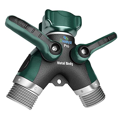 Hose Splitter, 2 Way Heavy Duty, Garden Faucet, Faucet Splitter, Hose y Splitter, Garden Hose y Splitter, Hose Bib Splitter, All Metal, with Shut Off Valve