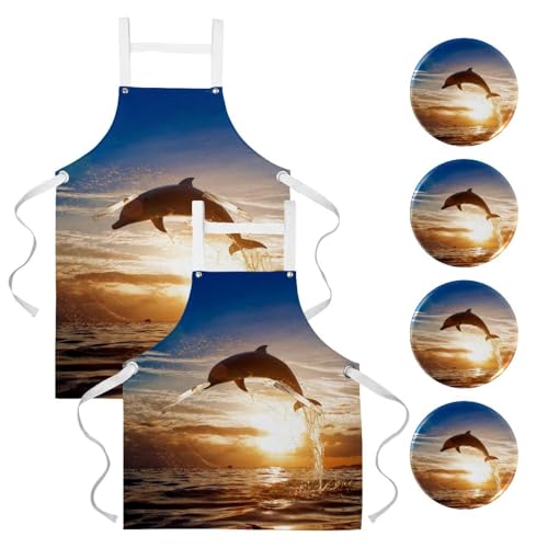 Tablier de cuisine pour pâtisserie et restaurant lot de 2 tabliers avec broches dauphin