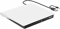 Unidade de DVD externa, portátil tipo-C USB 3.0 DVD CD Drive Player DVD/CD +/-RW Leitor de ROM Regravador para Laptop MacBook Pro Desktops (Branco)