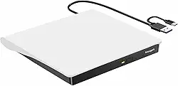 Unidade de DVD externa, portátil tipo-C USB 3.0 DVD CD Drive Player DVD/CD +/-RW Leitor de ROM Regravador para Laptop MacBook Pro Desktops (Branco)