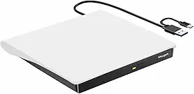 Unidade de DVD externa, portátil tipo-C USB 3.0 DVD CD Drive Player DVD/CD +/-RW Leitor de ROM Regravador para Laptop MacBook Pro Desktops (Branco)