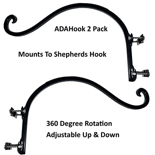 Keyfit Tools ADAHook (2 Pack) Outdoor Shepherds Hook Bird Feeder Hanging Planter Pole Hanger Turns A Single Hook Into Triple Turns A Double Hanger Into Quadruple Adjustable Up & Down