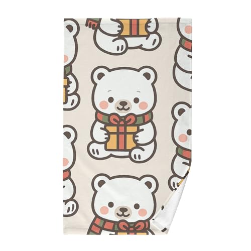 GuoChe Toallas de mano de algodón suave con diseño de oso polar sin costuras, 40,6 x 71,1 cm