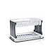 Home Kool HOME Escurreplatos y Vasos - 2 Niveles - Escurridor Platos Rattan Plastico Fregadero Blanco/Gris