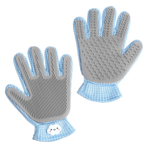Heclia Pet Grooming Glove, Double Side Dog Cat Hair Remover Glove 2-in-1 Deshedding Brush for Massage and Bathing, Puppy Kitten Gentle Washing Gloves Easy Clean Floating Hair Mittens Fur Cleaner Tool