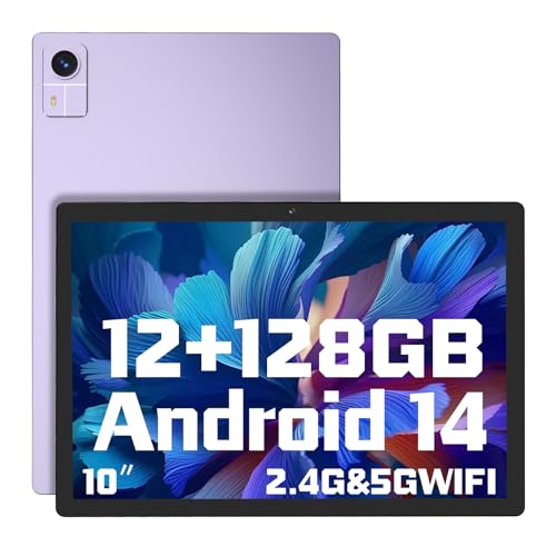 ZESTIFY Tablet 10 inch Android 14, Octa-Core, 12GB RAM+128GB ROM, 512GB Expandable, 1280x800 HD IPS Touchscreen, 10000mAh Battery, 5G/2.4G WiFi, Bluetooth 5.2, Dual Camera