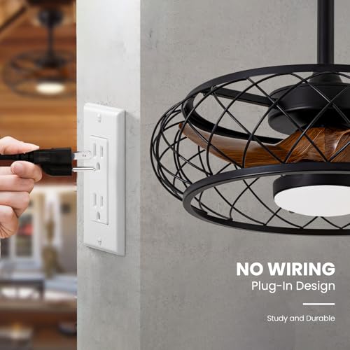 CROSSIO 20'' Outdoor Ceiling Fans with Lights, Gazebo Fan Wet Rated Remote&APP Control, Plug in Ceiling Fan for Patios, Pergola, Ceiling Fan with Remote Control, Hanging with Hook,Black - Image 3