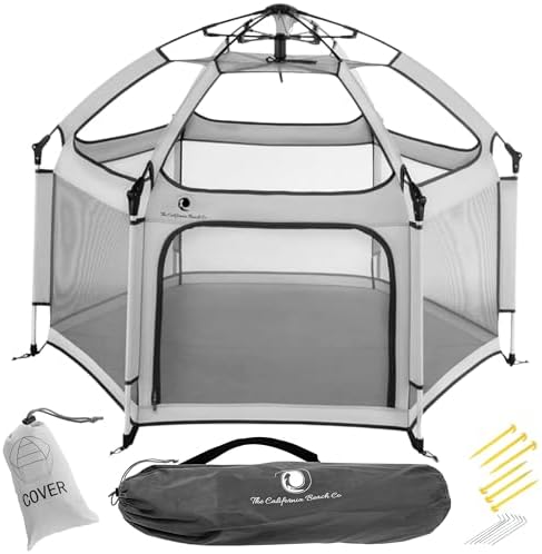 Pop 'N Go Baby Playpen, Portable Pack N Play, Canopy Beach Tent Light Grey