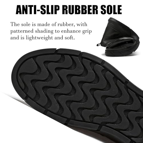 Optigard Men's Italian High-top Casual Leather Boots,Side Zipper Waterproof Non-Slip Warm Fur Lined Business Dress Booties Chelsea Chukka Ankle Boots for Men4