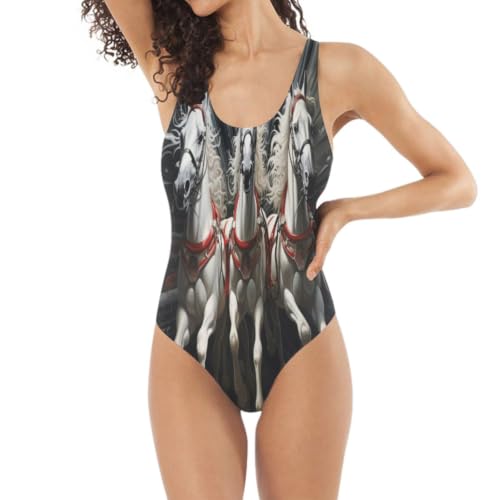 Maillot de bain femme chevaux puissants 1 pièce monokini galbant confort plage