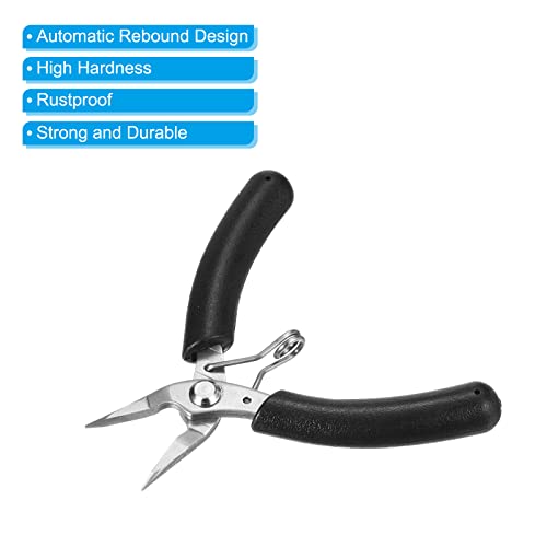 Patikil Needle Nose Plier, Mini Flat Nose Pliers Wire Cutter Chain Nose Snip Nipper With Spring For Crafting Jewelry Making Hobby, Black #TOP2