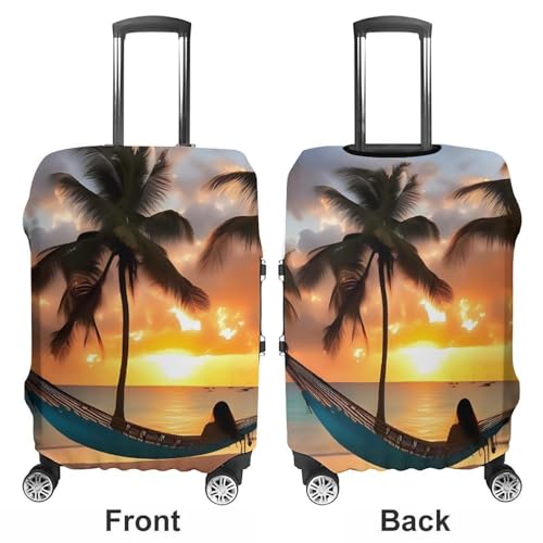 Carry on Luggage Cover Coconut Beach Sunset Hammock Suitcase Covers for Luggages Tsa Approved Travel Luggage Sleeve Protector Elastic Suitcase Protector Anti-Scratch Washable Fits 19-30 Inch Case -XL3