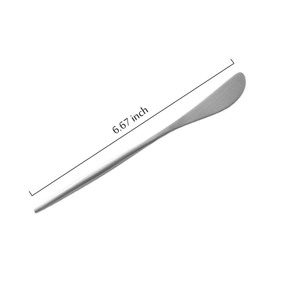 BRIIEC Silver 18/10 Stainles Steel Butter Knife Cheese Spreader Knives Set, Slim Cutlery for Kitchen Hotel Restaurant Wedding Party, Matte Finish, Dishwasher Safe, Pack of 6