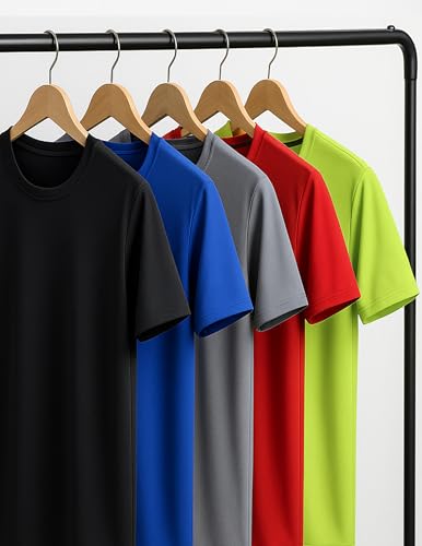 Image of 5 Pack Youth Boys Athletic Dry Fit T Shirts