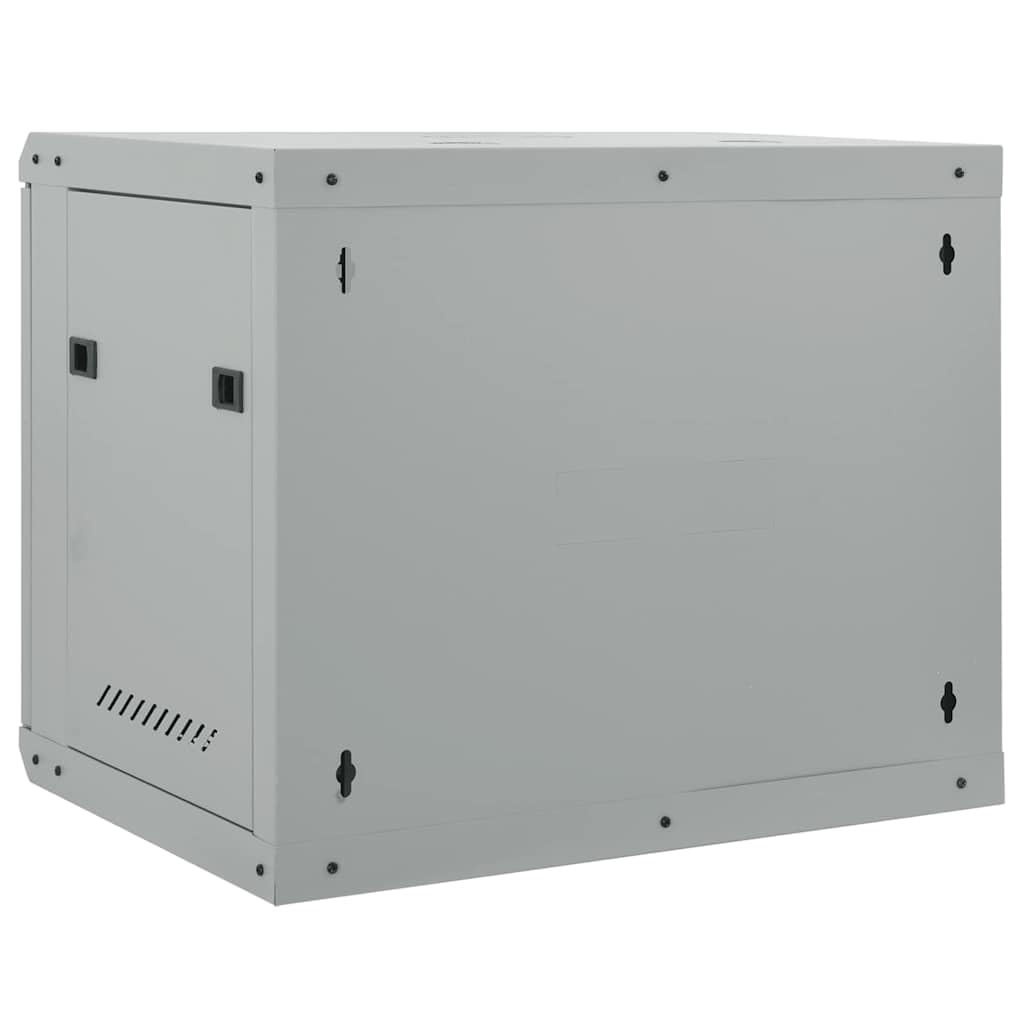 Armadio da parete per tecnologia di rete, 60 x 45 x 50 cm, armadio server in acciaio robusto con porta in vetro di sicurezza, distributore a parete IT chiudibile a chiave, grigio